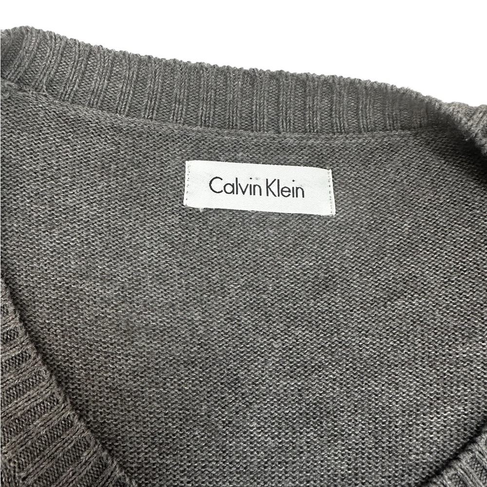 Calvin Klein Gray Tiered Knit Sweater Dress – Minimalist Chic Layered Hem - Picture 6 of 12